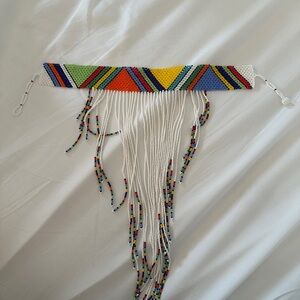 Colorful Beaded Fringe Choker Necklace From Africa